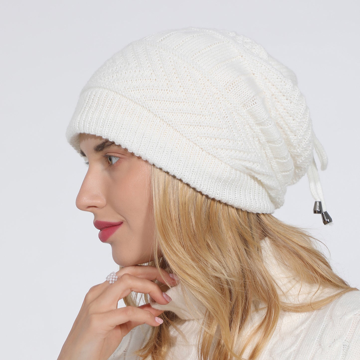 Women's 2 For Sleeve Fleece-lined Knitted Earflaps Pile Hats & Caps