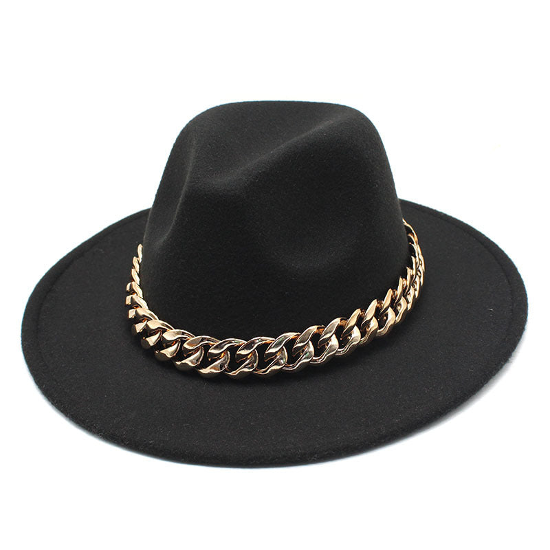 Men's Top Hat Golden Acrylic Chain Fedora Hats & Caps