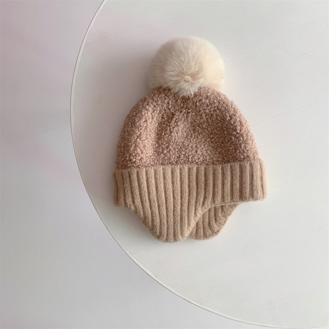 Children's Warm Earflaps Cute Fur Ball Knitted Kids' Headwear