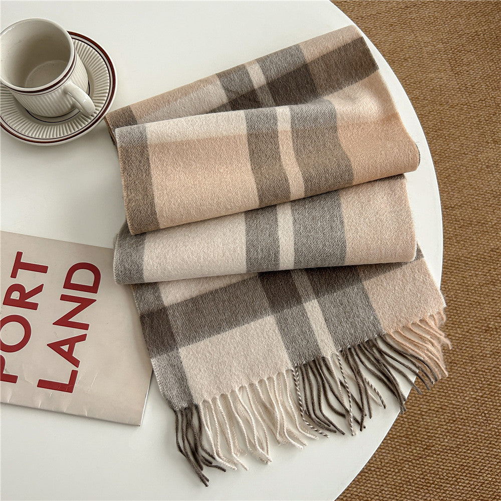 Men's Pure Wool Plaid For Female Winter Scarfs