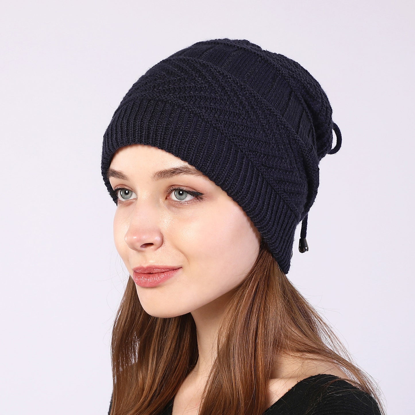 Women's 2 For Sleeve Fleece-lined Knitted Earflaps Pile Hats & Caps