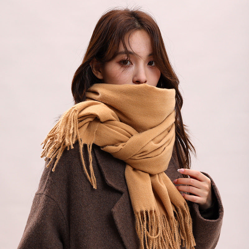 Women's Solid Color Winter Versatile High-grade Shawl Fashion Scarfs