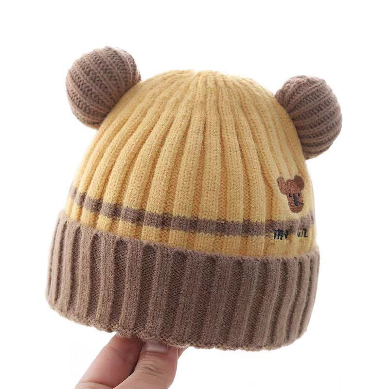 Winter Cute Cartoon Double Ball Woolen Boys Kids' Headwear