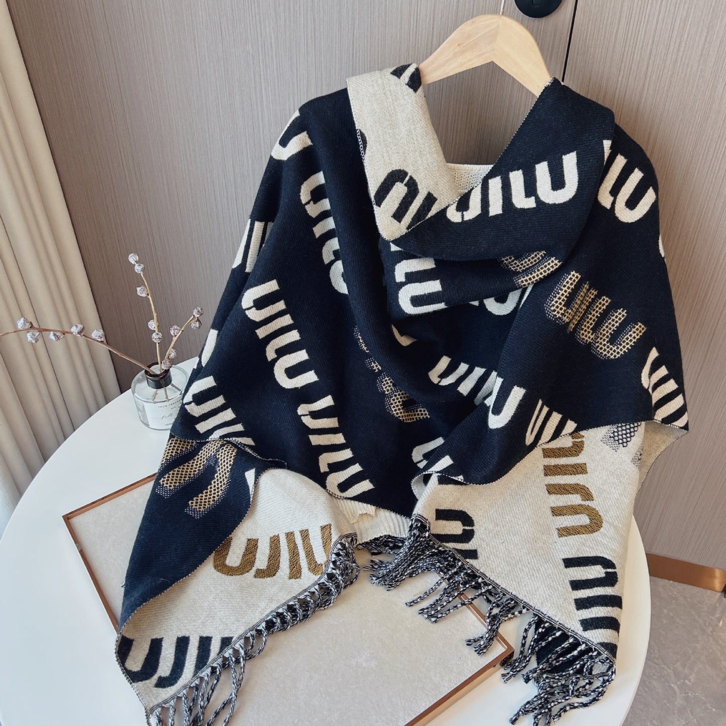 Korean Fashion Shawl Double-sided Jacquard Tassel Scarfs