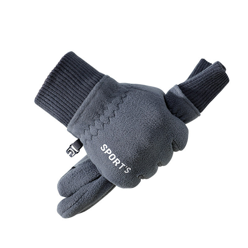 Women's & Men's Warm Riding Fleece-lined Thick Touch Screen Open Finger Motorcycle Gloves