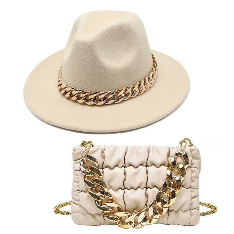 Men's Top Hat Golden Acrylic Chain Fedora Hats & Caps