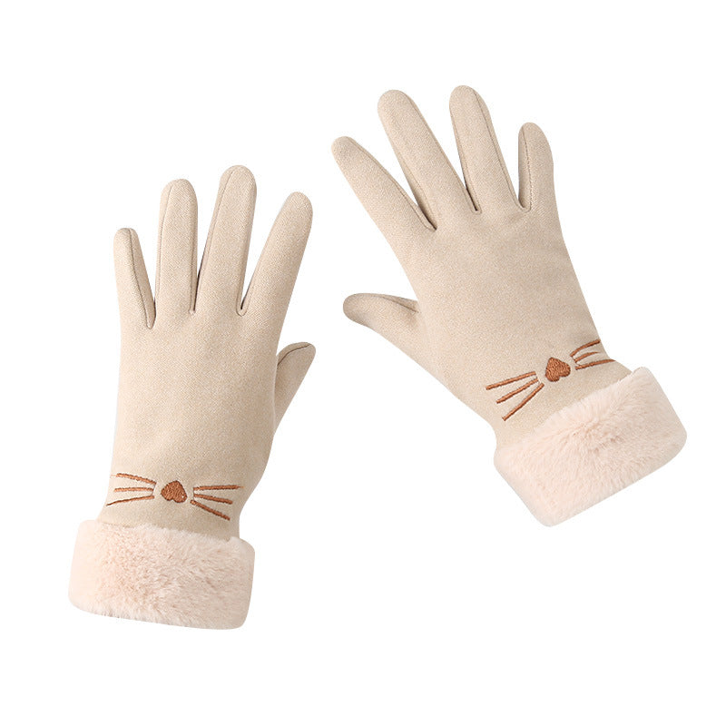 Women's Fashionable Warm Cute Fleece-lined Touch Screen Gloves