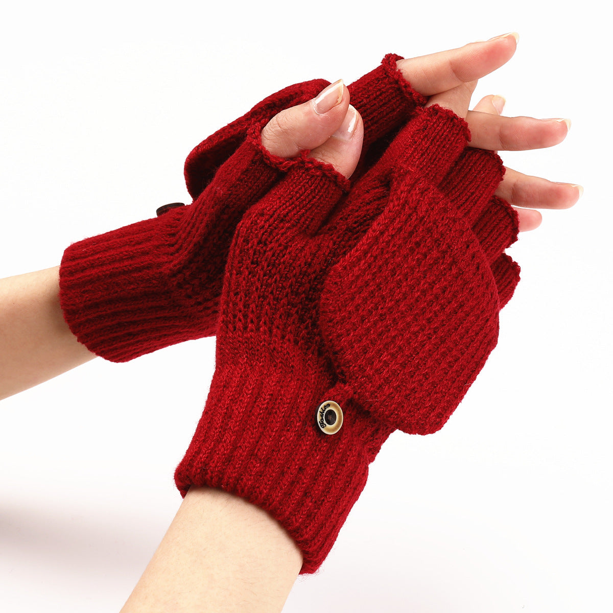 Women's & Men's Striped Flip Wool Keep Warm Half Finger Writing Fingerless Gloves