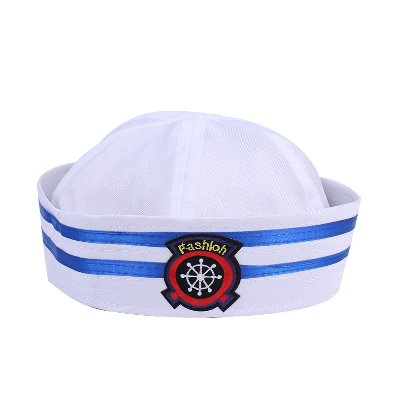 Children's Uniform White Stage Performance Hat Embroidery Kids' Headwear