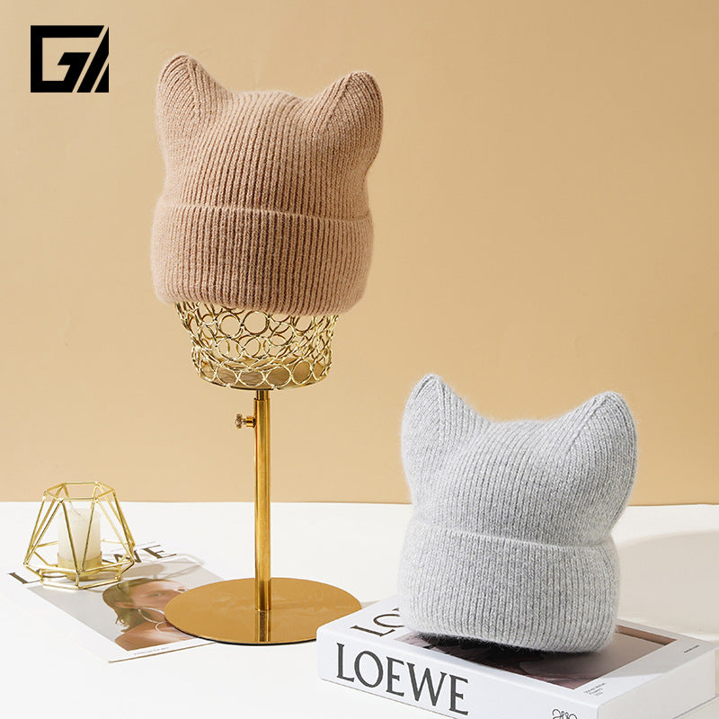 Hat Female Winter Korean Fashion Double Angle Woolen Cute Hats & Caps