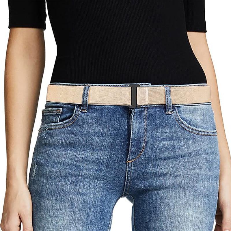 Women's Stretch Elastic Mesh Flat Buckle Jeans Pants Belts