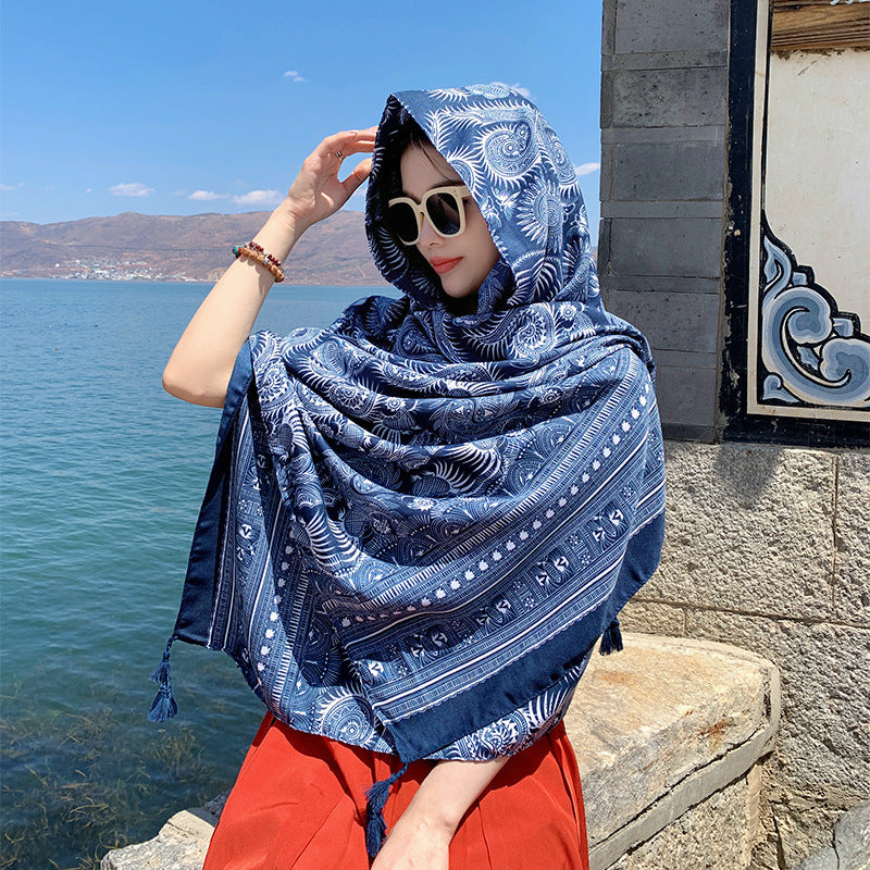 Ethnic Print Travel Outdoor Shawl Air-conditioned Scarfs