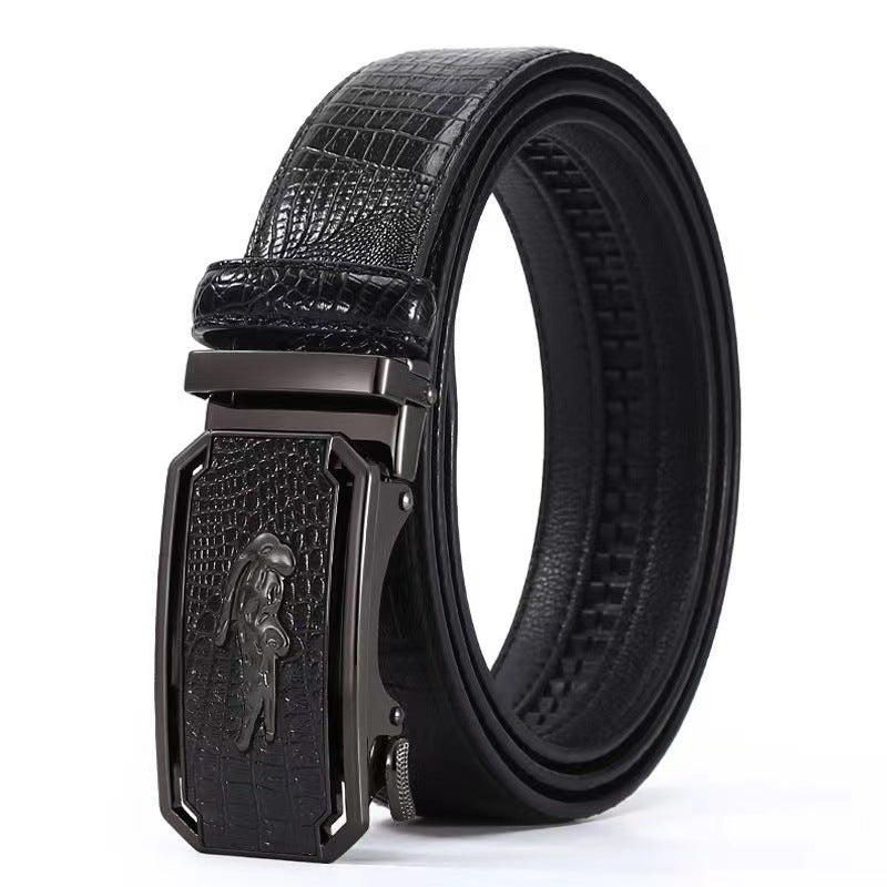 Men's Pattern For Alloy Leather Automatic Buckle Cowhide Belts