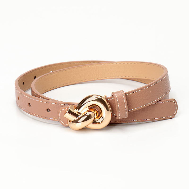 Women's High Sense Female Alloy Snap Button Knotted Belts