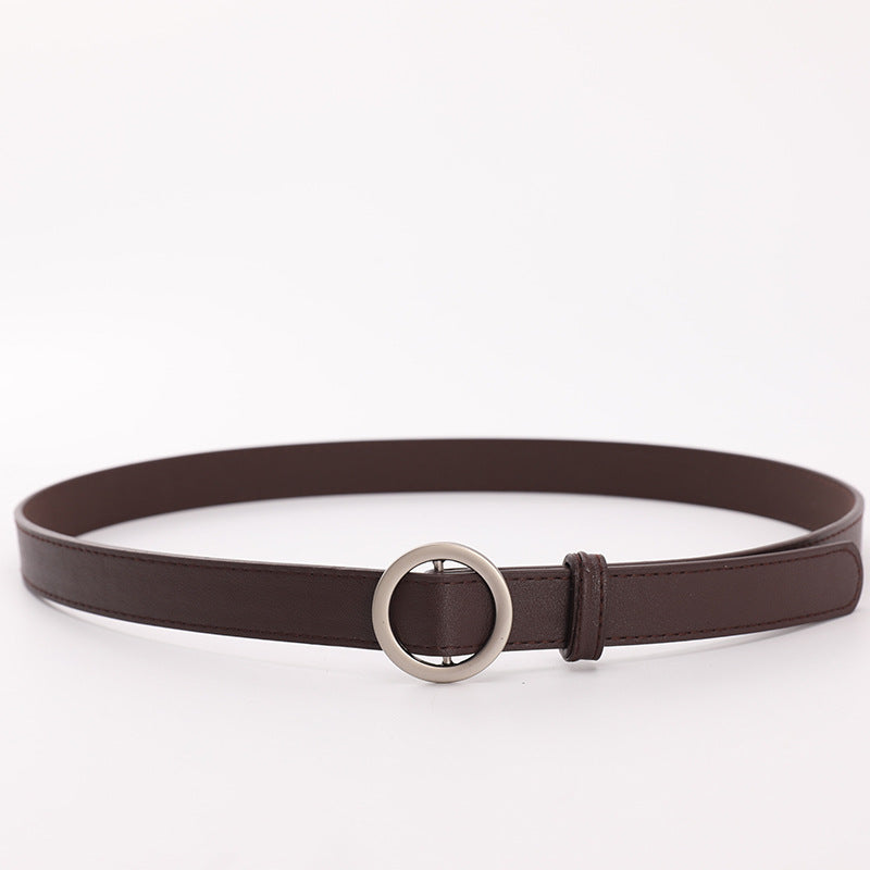 Women's Round Buckle Simple Pant Female Ornament Belts