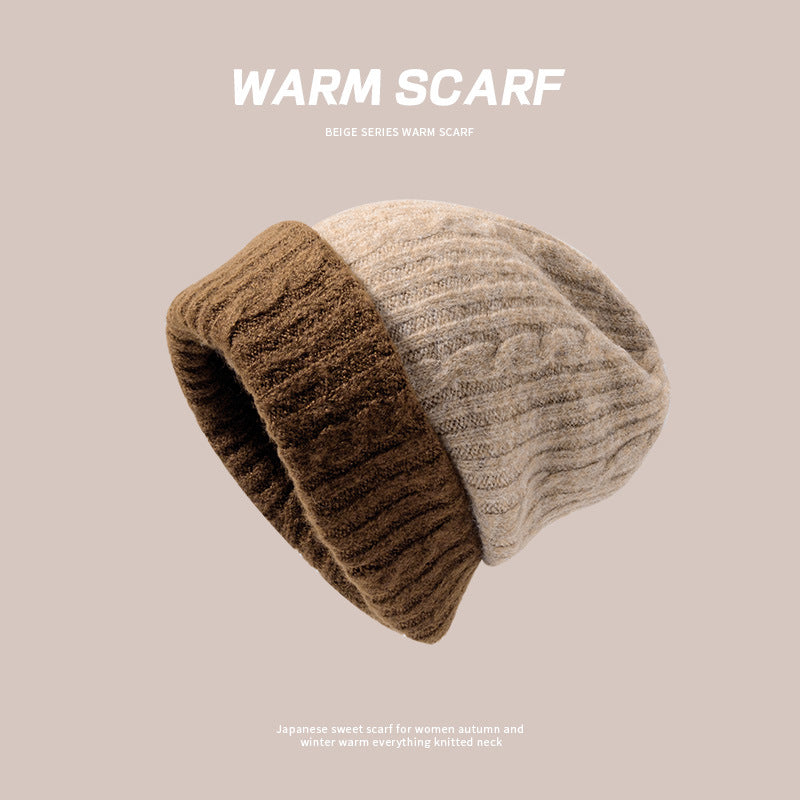 Women's Woolen Knitted Pile Style Beanie Plush Hats & Caps