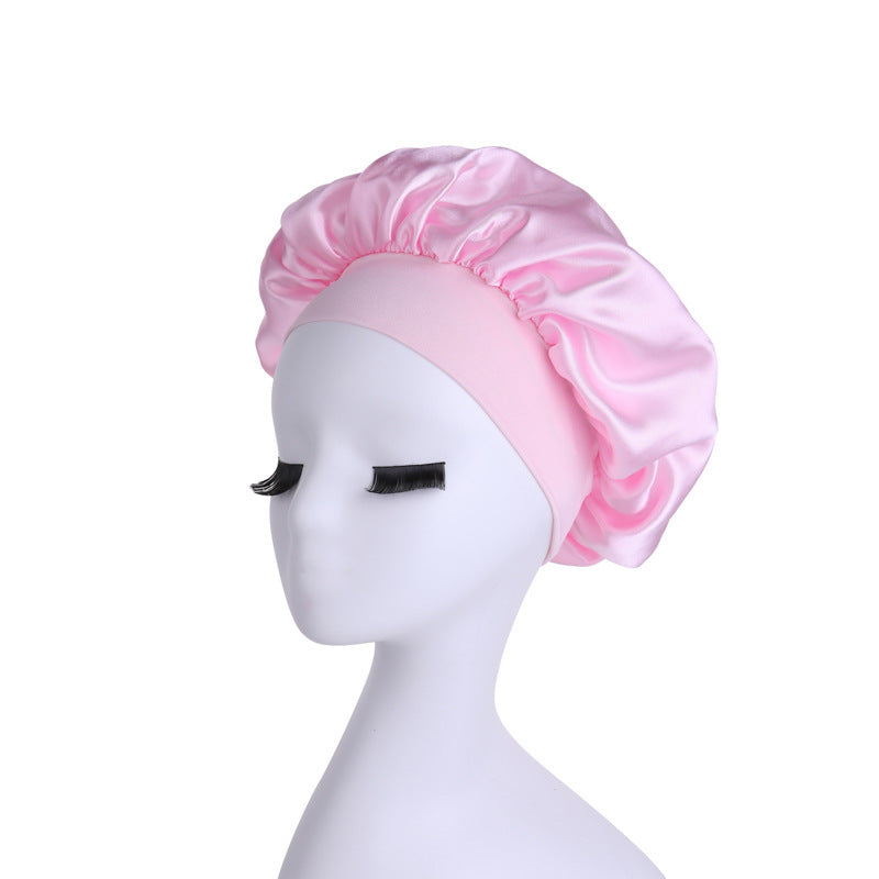 Women's Brim High Elastic Satin Nightcap Beauty Hairdressing Hair Hats & Caps