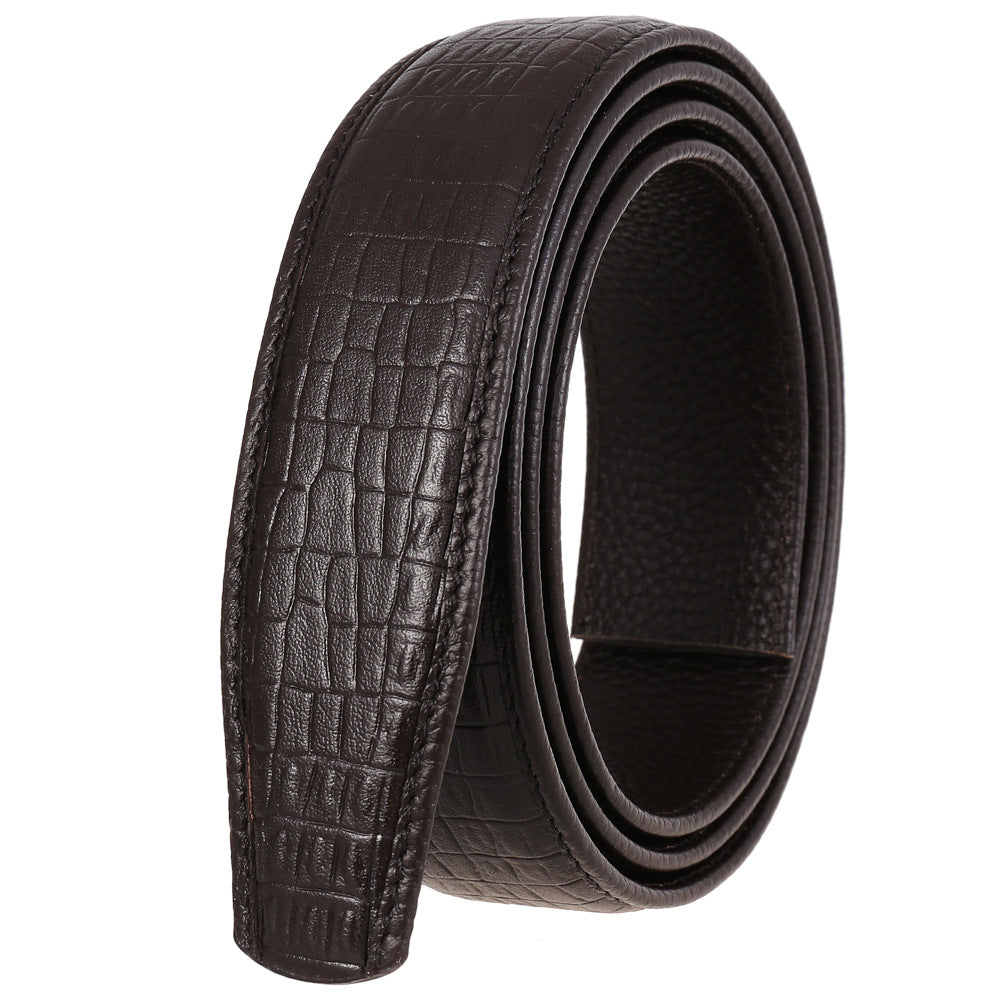 Layer Cowhide Automatic Buckle Patterned Leather Belts