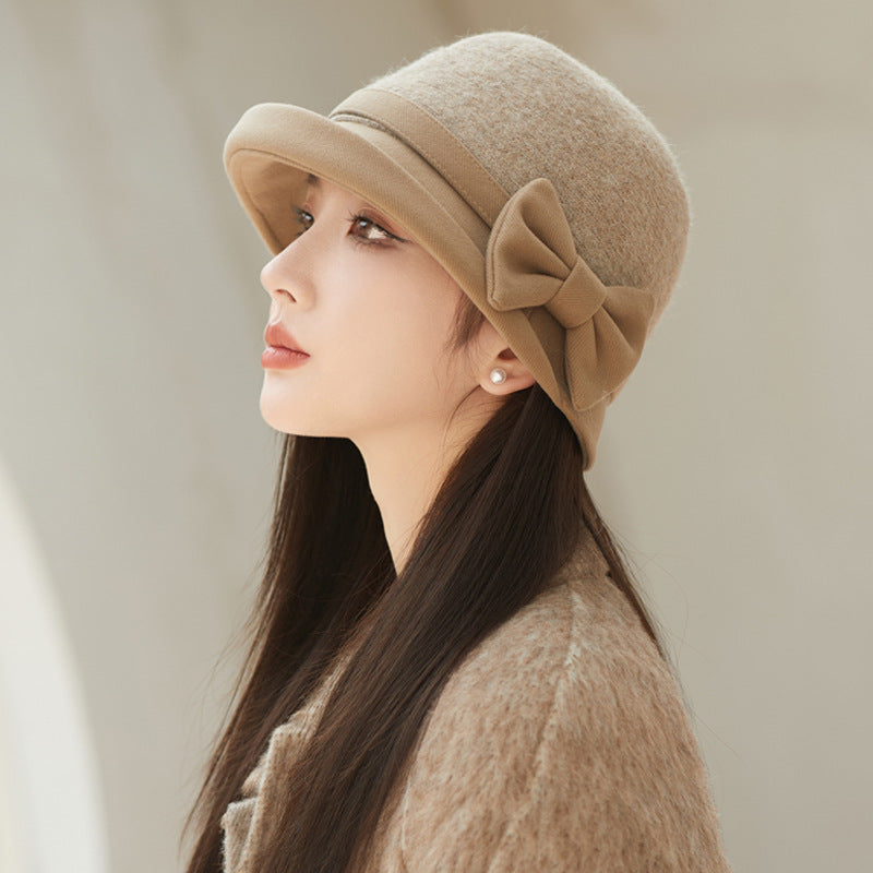 Women's Woolen Fisherman Hat Korean Fashion Elegant Warm Bucket Temperament Hats & Caps