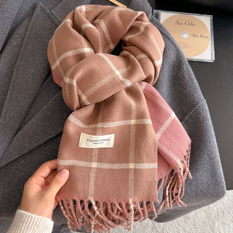 Women's Striped Plaid Talma Elegant Style Warm Scarfs