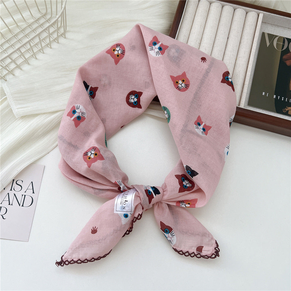 Women's Korean Style Small Square Towel Silk For Soft Scarfs