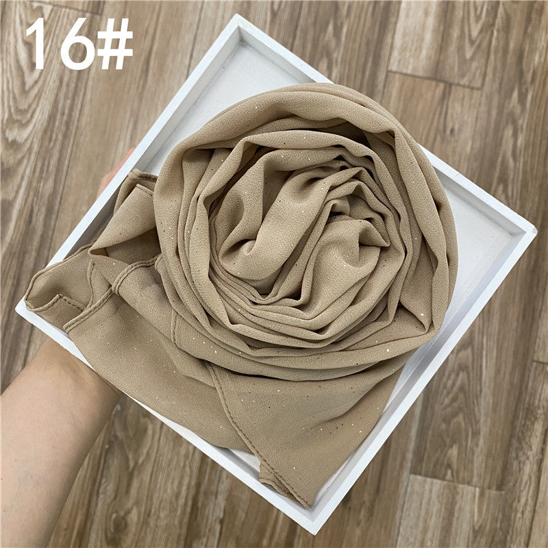 Women's Color Gold Sprinkling Chiffon Fashion Ethnic Scarfs