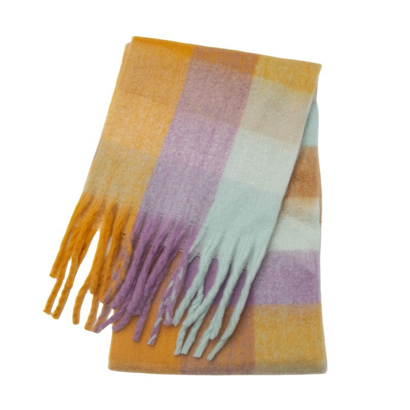 Women's Thick Color Thickened Double-sided Plaid Bib Scarfs