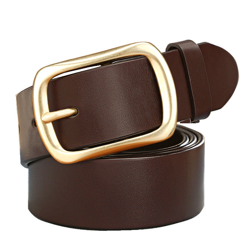 Men's Leather Medium Green Casual Simple Pin Business Belts