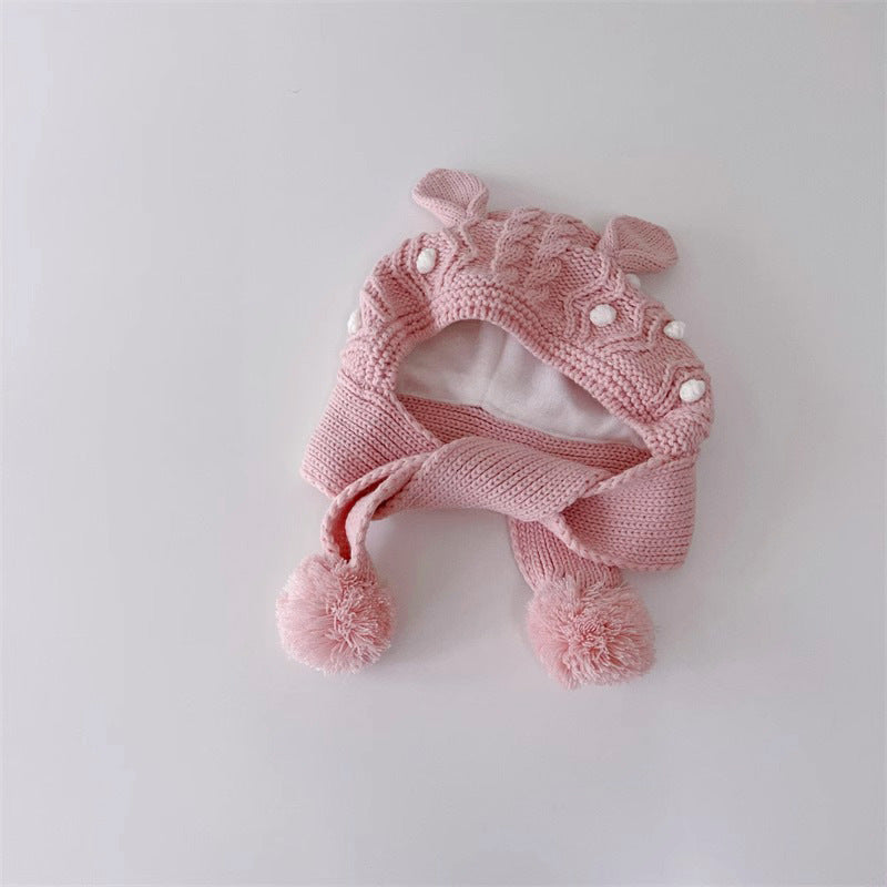 Integrated With Cute Earmuffs Fleece-lined Warm Boys Kids' Headwear