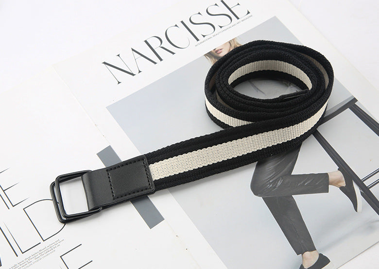 Women's & Men's Korean Style Striped Color Canvas Minimalist Jeans Belts