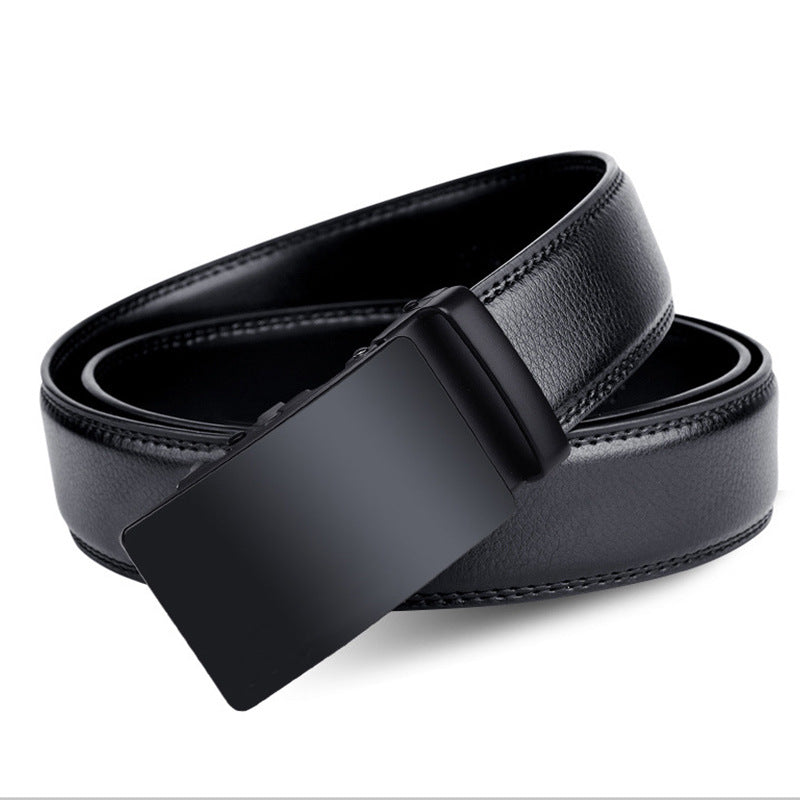 Men's Leather Automatic Buckle Business Cowhide Medium Belts