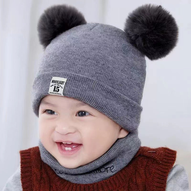 Hat Two-piece Cartoon Earflaps Warm Pairs Of Fur Kids' Headwear