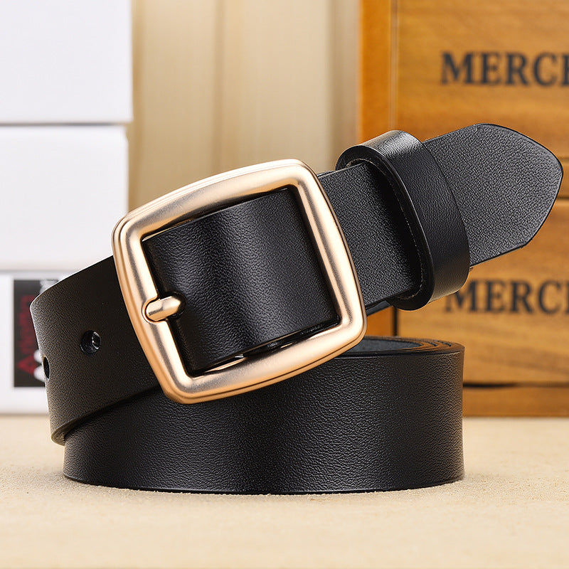 Women's Oil Edge Cowhide Pin Buckle Fashion Korean Belts