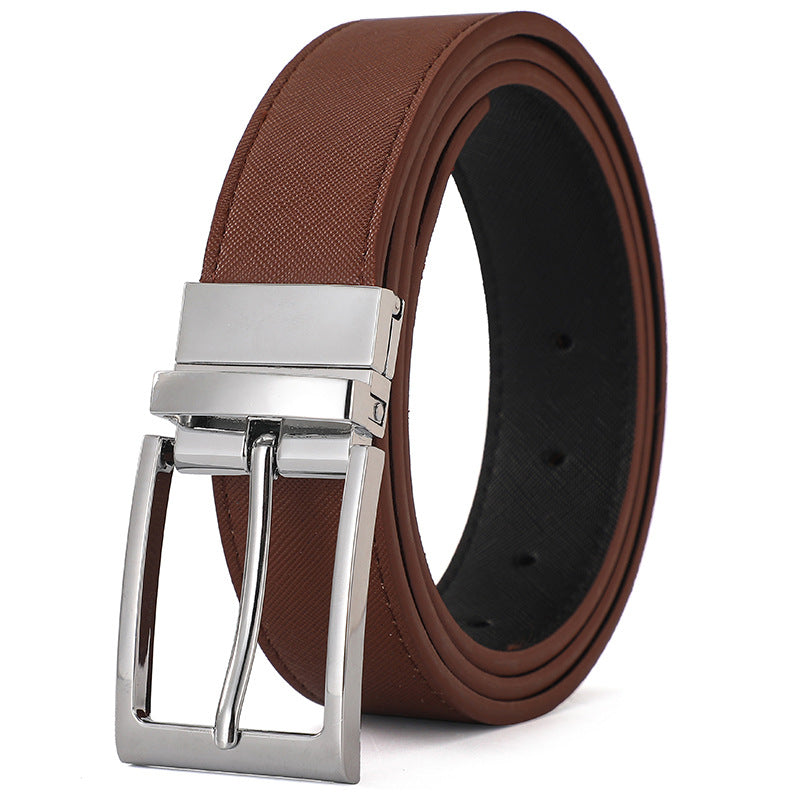 Men's Rotating Buckle Cowhide Pin Casual Double-sided Belts