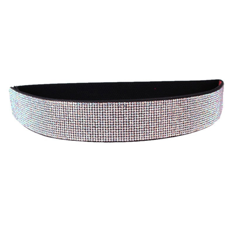 Women's Full Elastic Wide Crystal Waist Seal Belts