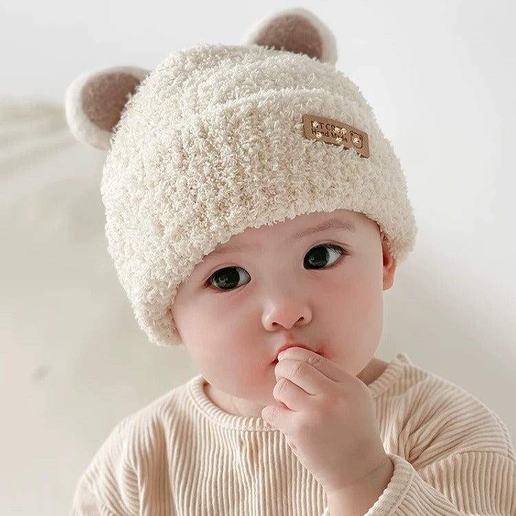 Hat Plush Two-piece Set Boys Bear Cute Kids' Headwear