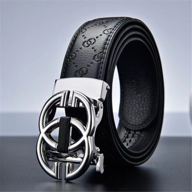 Men's Cowhide Embossed Comfort Click Elegant Simple Belts