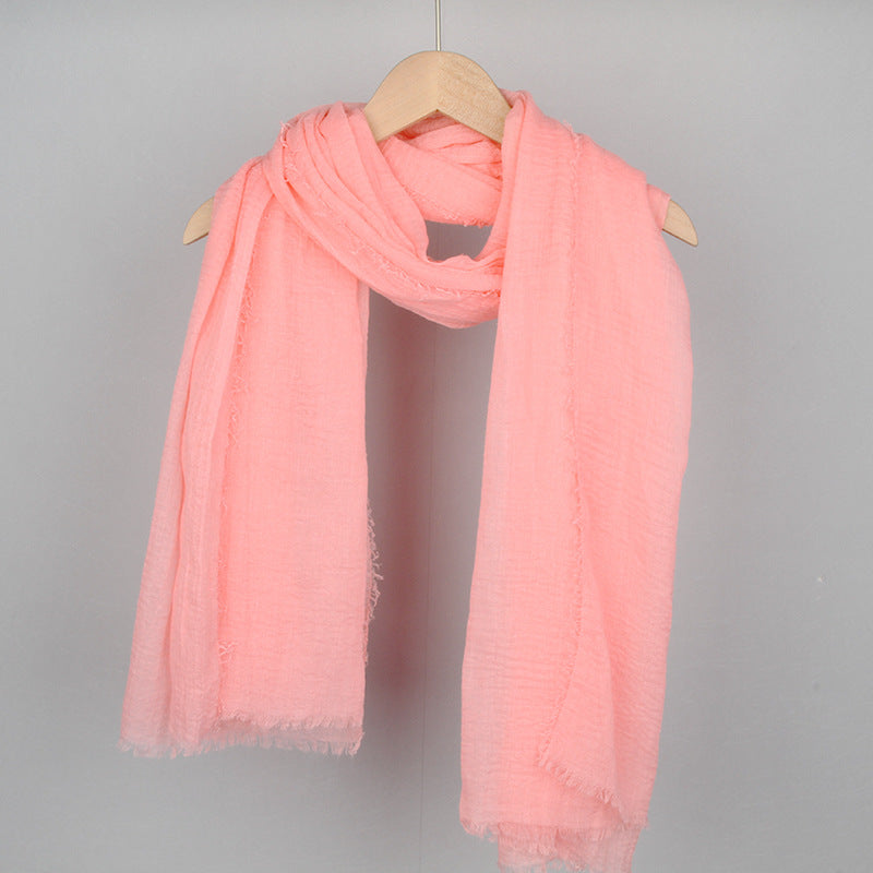 Women's Solid Color Cotton Linen Hair Towel Monochrome Scarfs