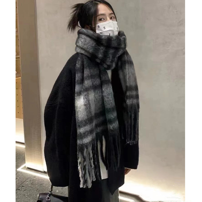 Women's Yu Winter Plaid Thickened Live Scarfs