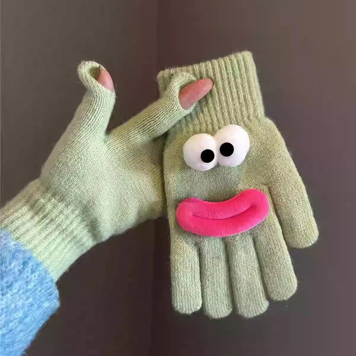 Women's Sausage Mouth Touch Screen Finger Knitting Gloves