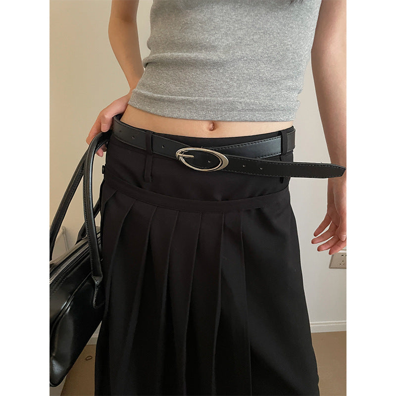 Women's Style Irregular Oval Metal Buckle With Skirt Belts