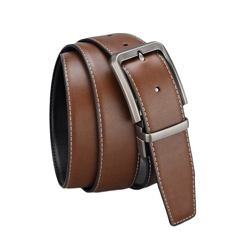 Men's Leather Business Rotating Alloy Pin Buckle Belts