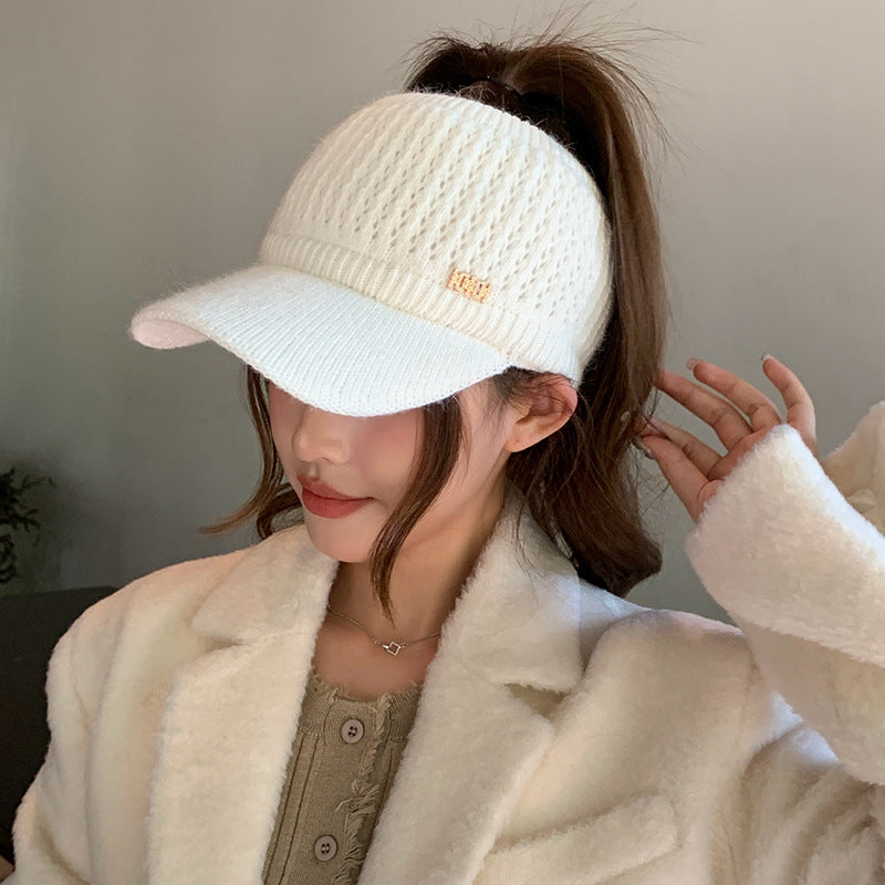 Women's Peaked Korean Fashion Rabbit Fur Knitted Hat Winter Hats & Caps