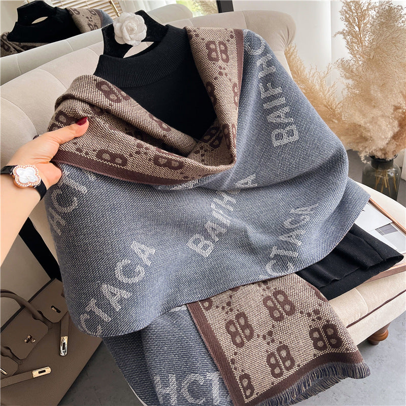 Women's Letter Outer Wear Cashmere Shawl Warm Scarfs