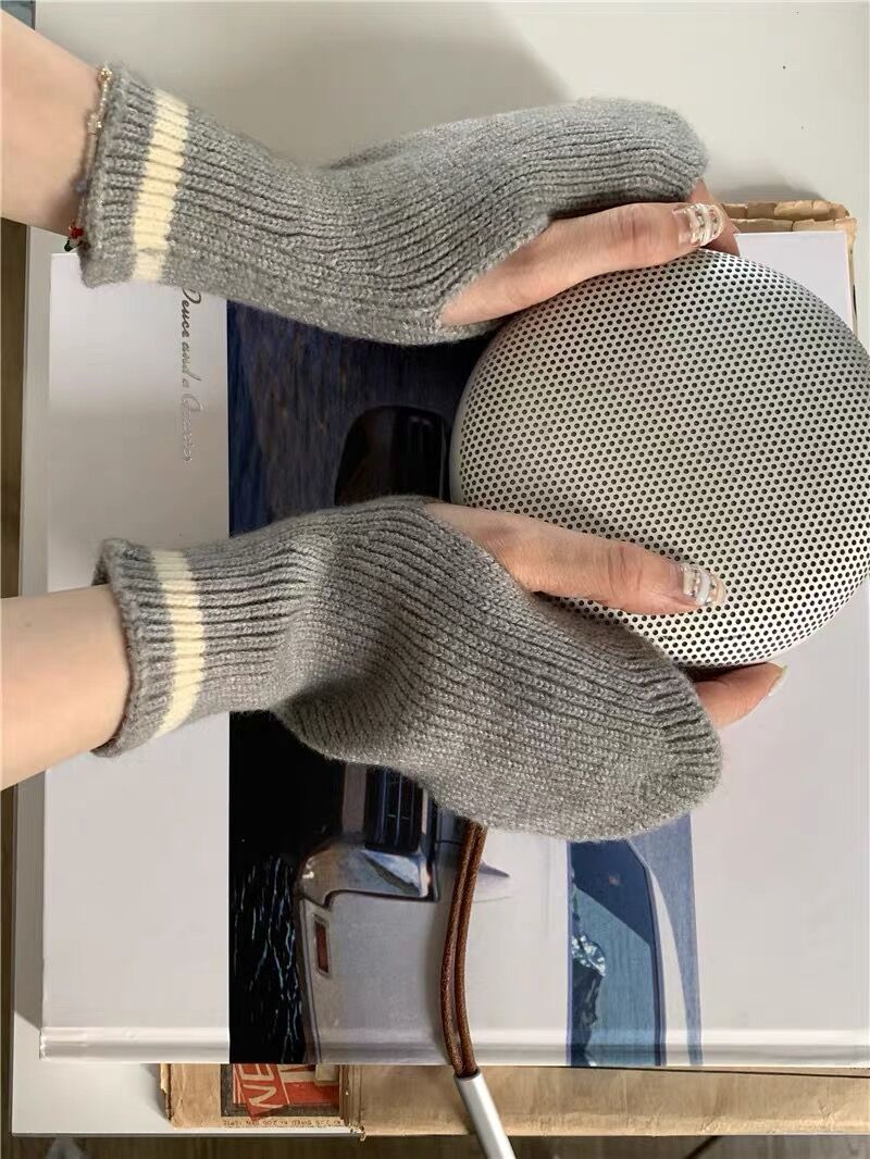 Women's Thickened Half Finger Wool Knitted Fingerless Gloves