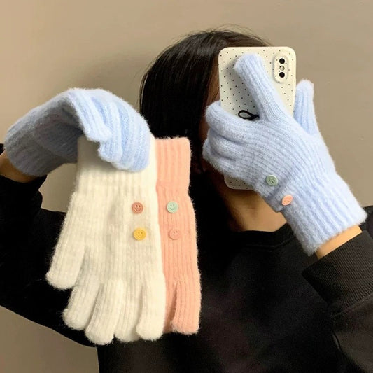 Women's Color Knitted For Winter Riding Cute Gloves