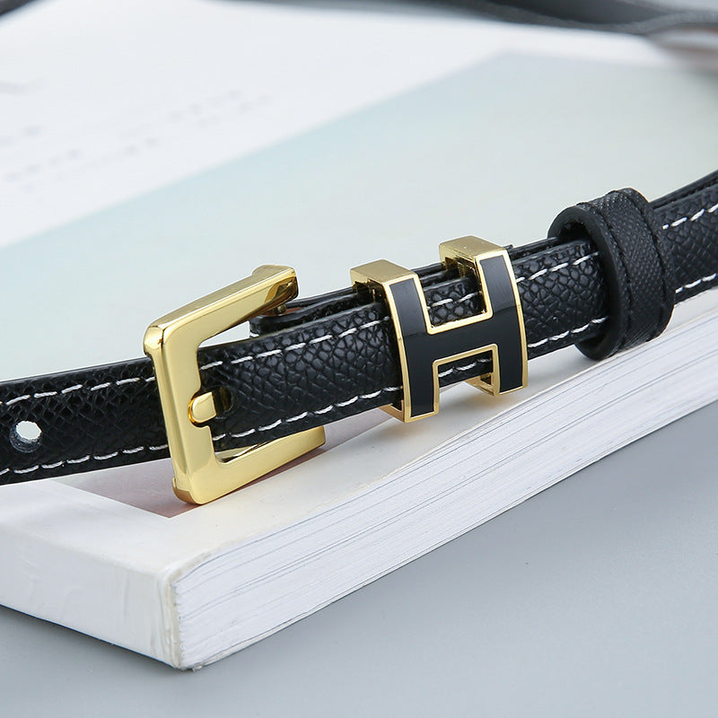 Women's Genuine Leather Letter Counter Thin Matching Belts