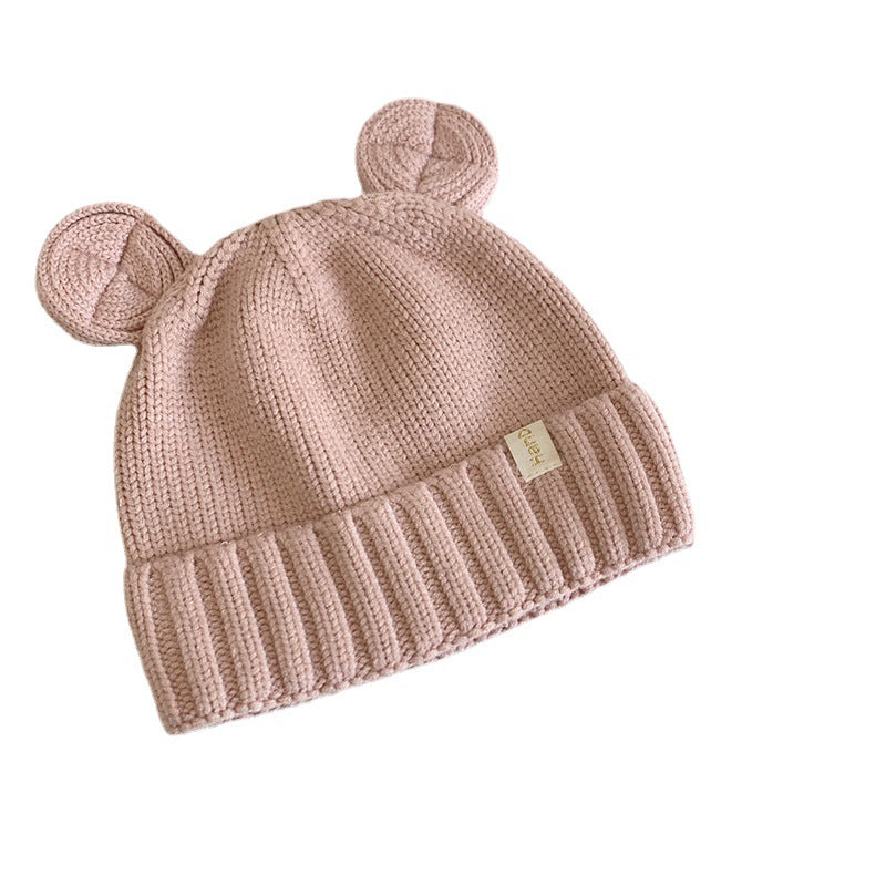 Style Solid Color Round Ears Woolen Kids' Headwear