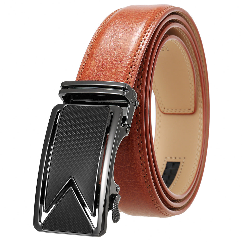 Men's Leather Cowhide Automatic Buckle Pants Korean Belts