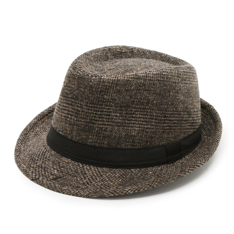 Men's Broad-brimmed Korean Fashion Solid Color Wool Hats & Caps